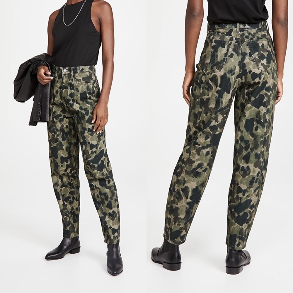 WeWoreWhat Dani Boyfriend Jeans Camo High Rise Olive Size 25 NWT